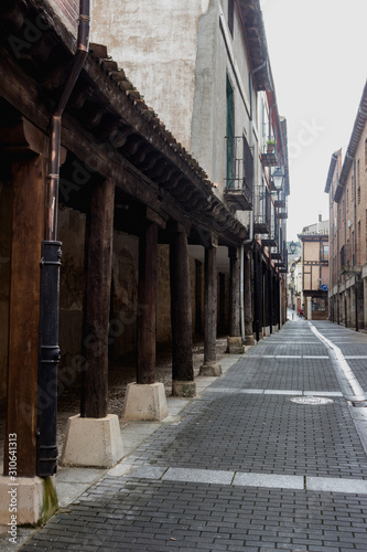 Arcades in the village of Burgo de Osma, province of Soria, Castilla y Leon, Spain