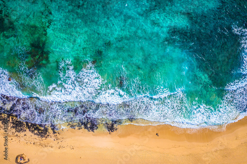 Fuerteventura. Vulcano Beach. Waves. Top View of a drone at the Bay. Spain © cloudless