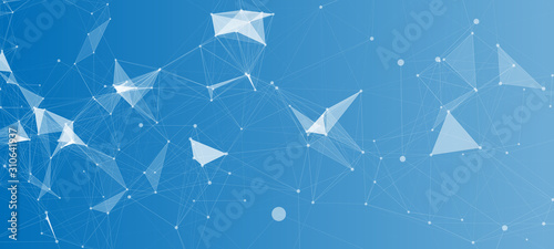 Abstract Polygonal Space Blue Background with Connecting Dots and Lines | Network - Data Visualization Vector Illustration