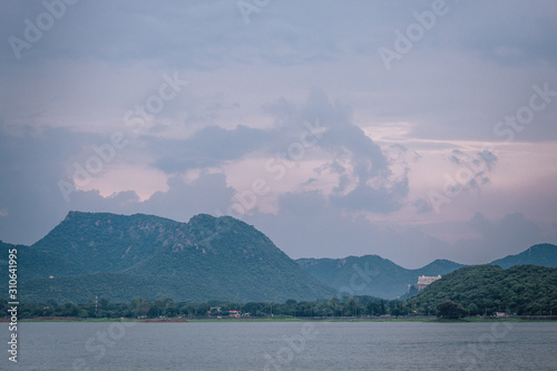 View of the Fateh Sagar Lake in Udaipur  Rajasthan  India