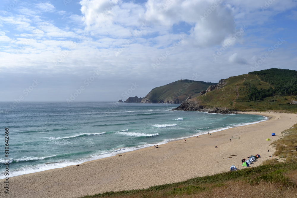 Mar de Fora beach in Finisterre, Costa da Morte, Galicia, Spain. This beach is one of the wildest spots on the hiking trail called Mar de Fora beach in Finisterre, Costa da Morte, Galicia, Spain. This beach is one of the wildest spots on the hiking trail called