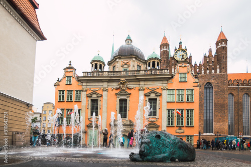 Lions fountain in Gdansk, Poland
