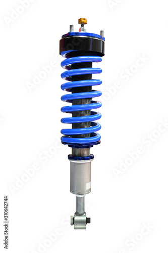 Blue Shock absorber isolated on white background ,with Clipping Path