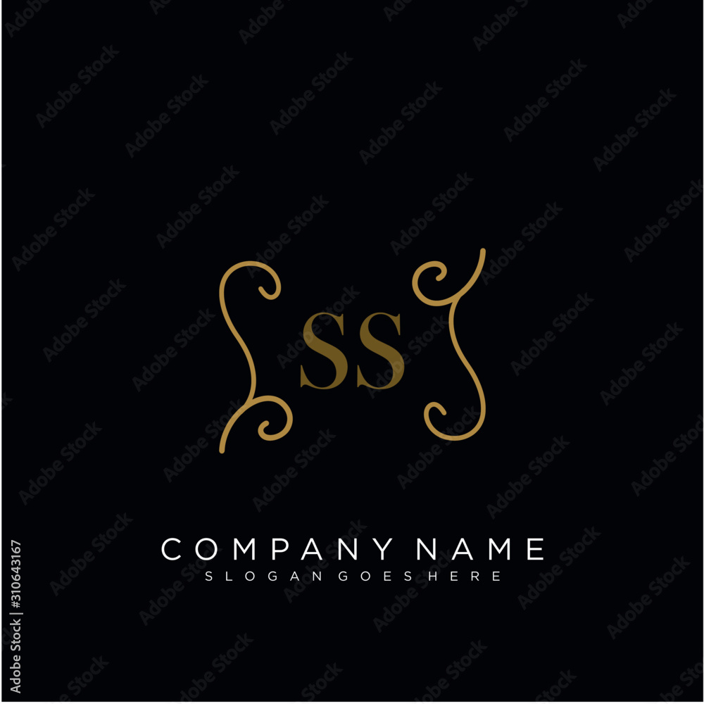 SS Initial logo. Ornament ampersand monogram golden logo SS Initial logo. Ornament ampersand monogram golden logo
