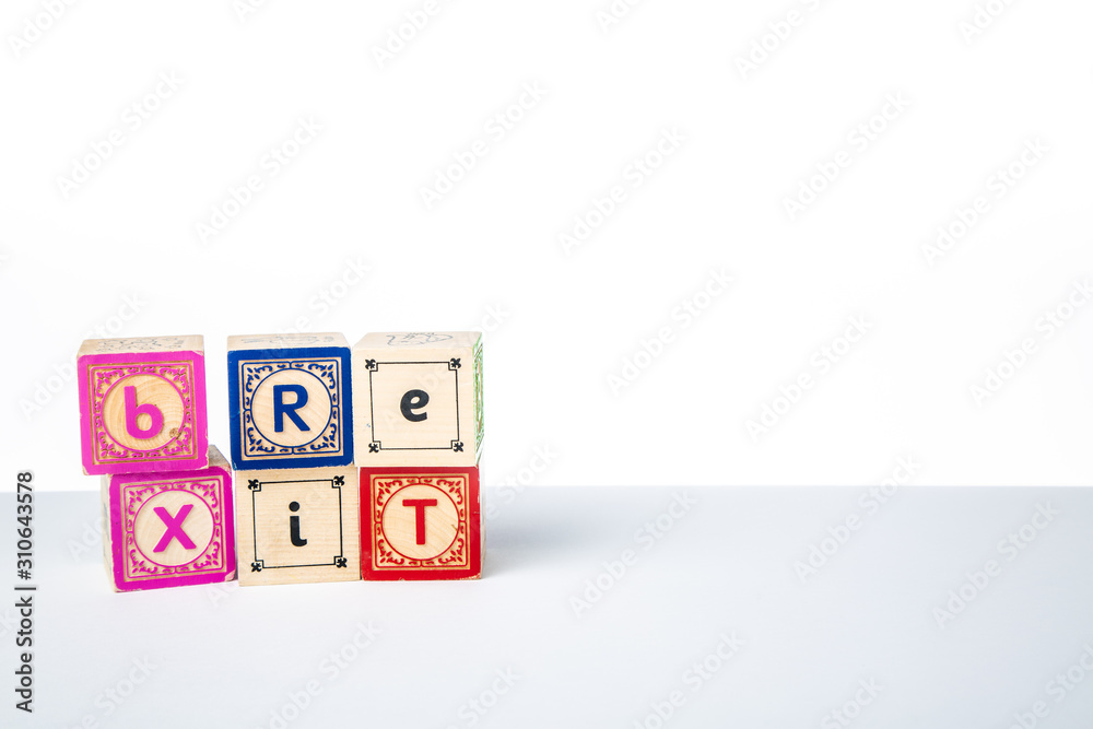 Childrens Wooden Alphabet Blocks Spelling the Word Brexit Childrens Wooden Alphabet Blocks Spelling the Word Brexit