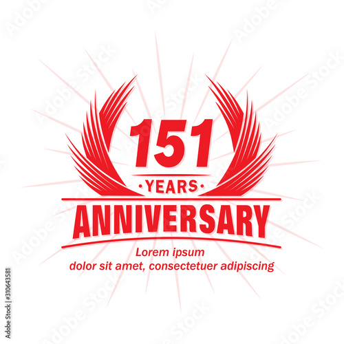 151 years logo design template. 151st anniversary vector and illustration.