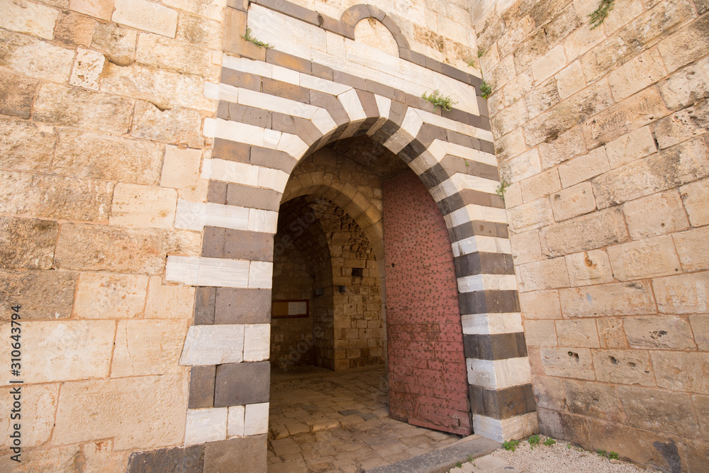 The entrance to the Citadel of Raymond de Saint-Gilles, a crusader fortress. Tripoli, Lebanon - June, 2019
