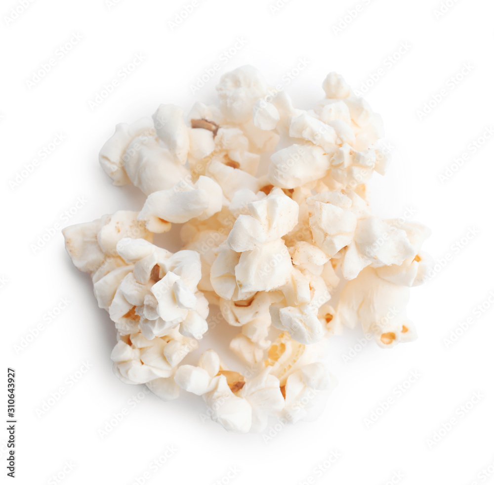 Tasty fresh pop corn isolated on white