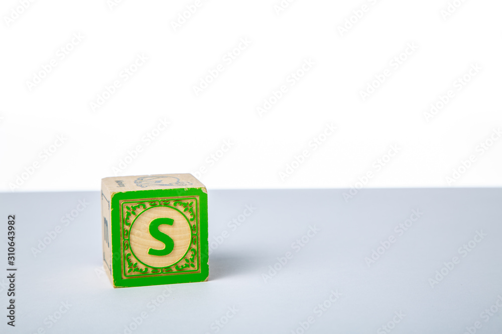 Childrens Wooden Alphabet Block Showing the Letter S