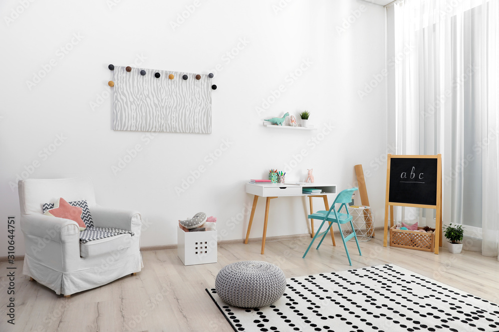 Fototapeta premium Modern child room interior with stylish furniture