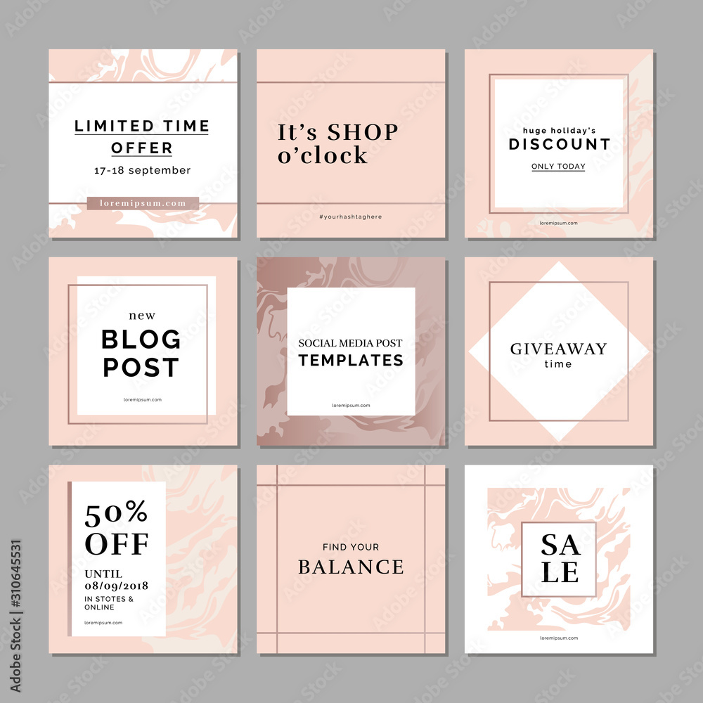 9 square layout templates for social media, mobile apps or banner ...
