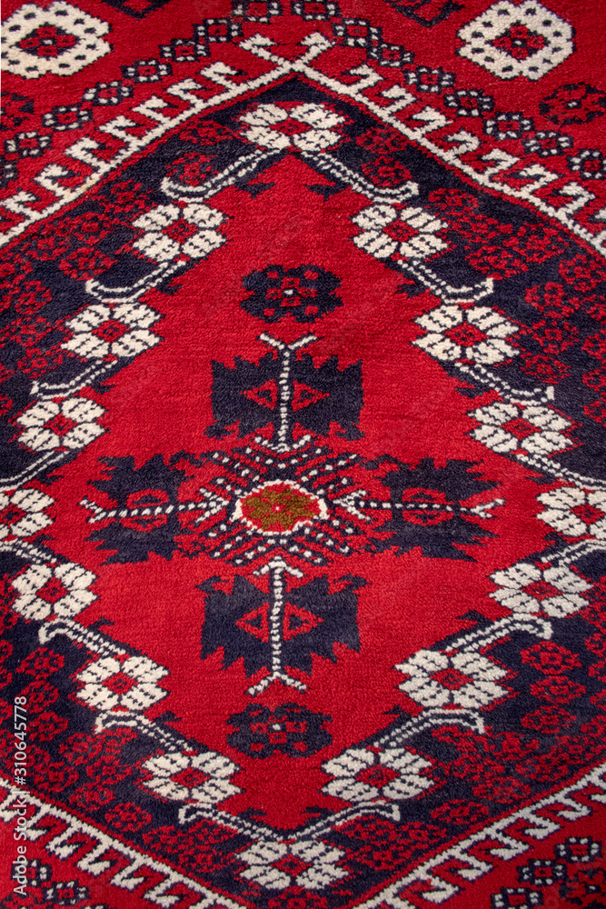 İZMİR FUAR, TRAVEL TURKEY - DECEMBER 8, 2019: Weaving carpet tools and threads handmade in turkey textile production folk traditional Muslim work copy space