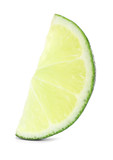 Slice of fresh ripe lime isolated on white