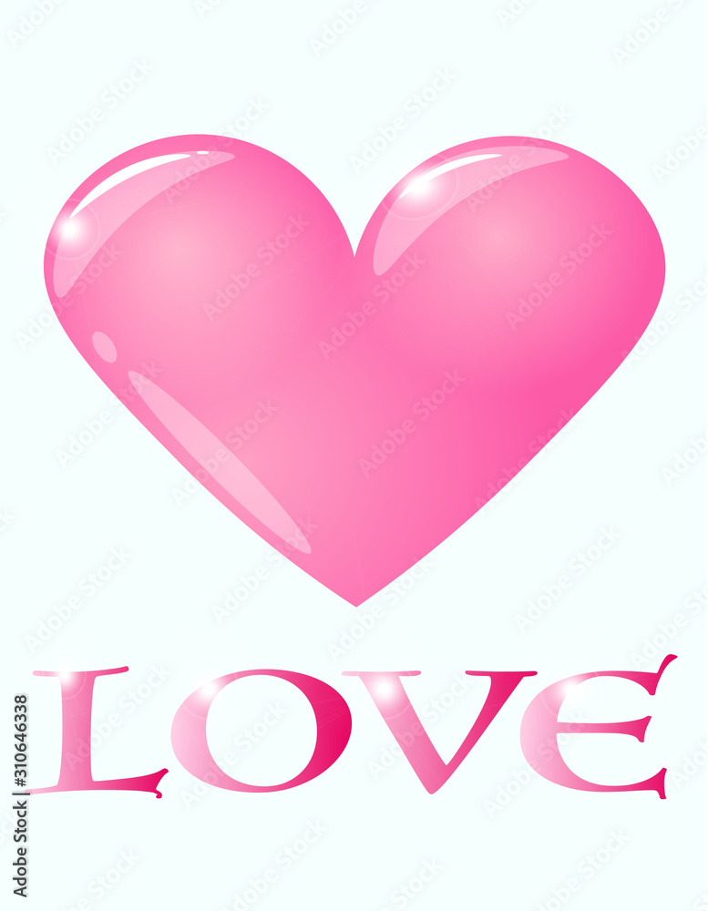 Vector card with heart and LOVE
