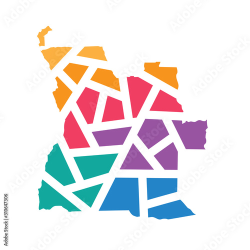 Obraz na plátně colorful geometric Angola map- vector illustration