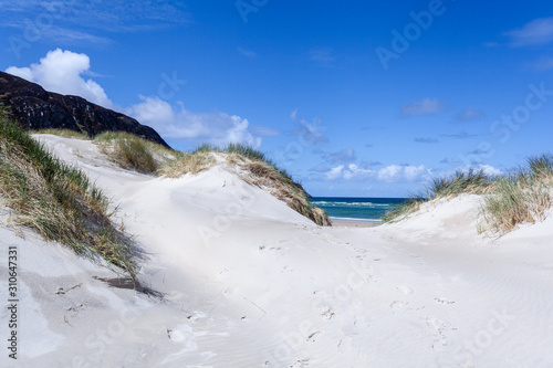 Fototapeta Naklejka Na Ścianę i Meble -  Approaching the Beach through the Sand dunes Maghera Beach County Donegal Ireland