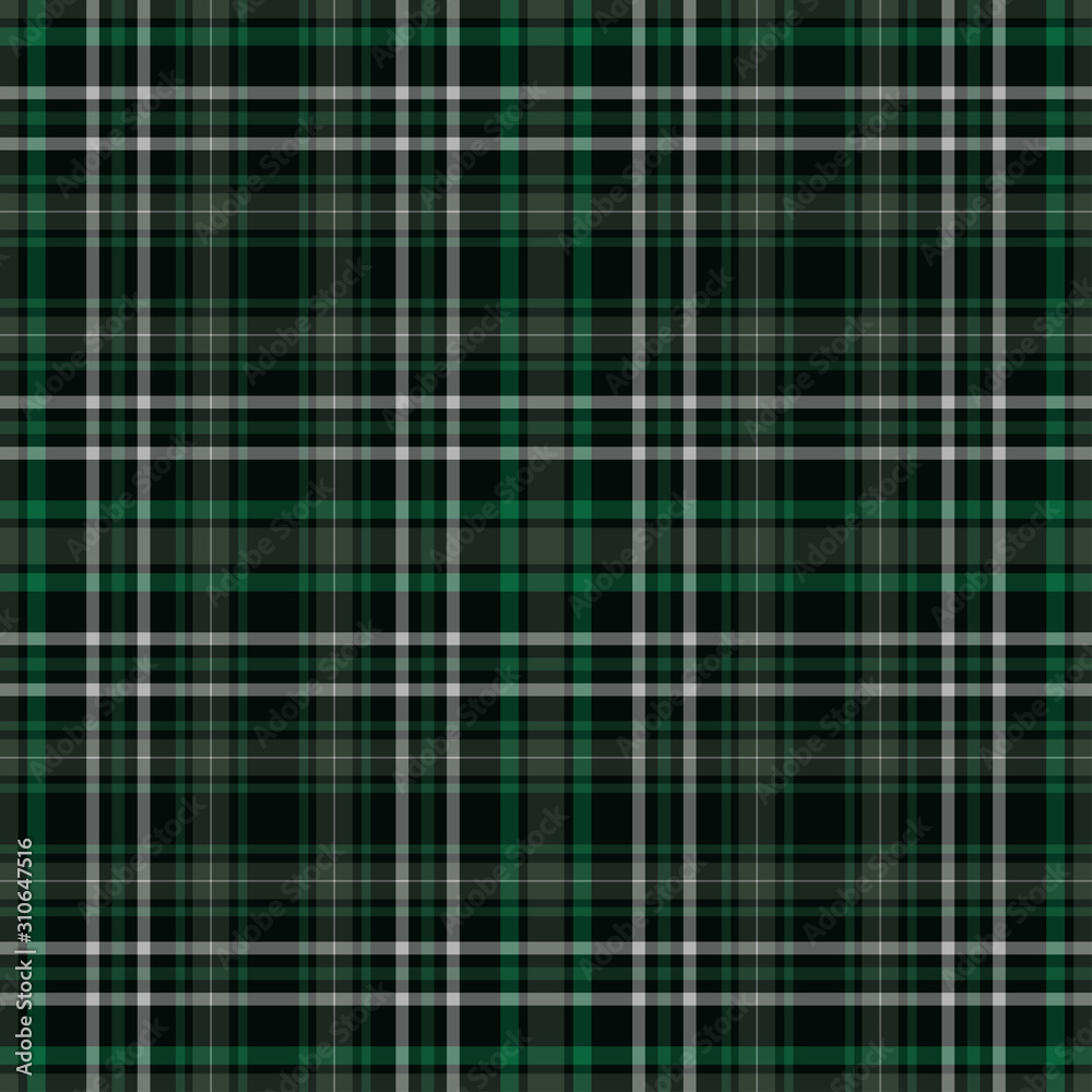 Fototapeta premium Tartan plaid green and black seamless checkered vector pattern.