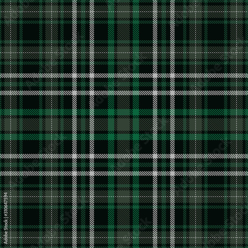 Tartan plaid green and black seamless checkered vector pattern.