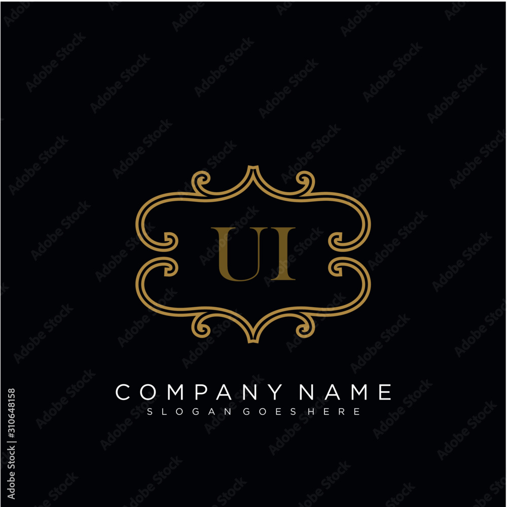 Initial letter UI logo luxury vector mark, gold color elegant classical