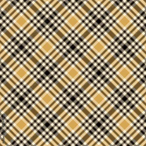 Tartan plaid yellow and black seamless checkered vector pattern.