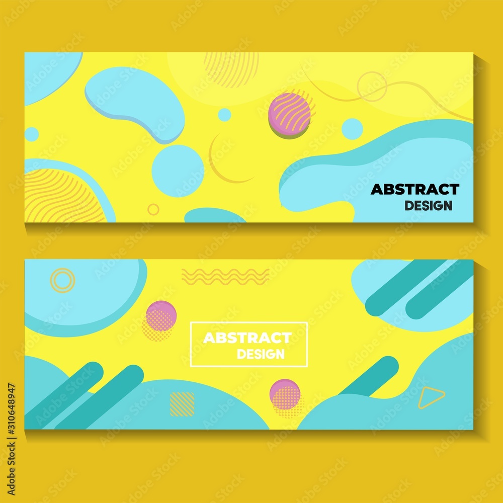 Vector yellow abstract liquid and fluid design  set banner web template. Modern design. Vector illustration