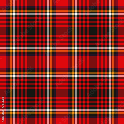 Tartan plaid red and black seamless checkered vector pattern.