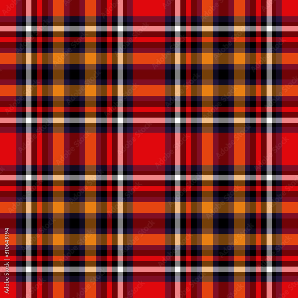 Tartan red and yellow seamless checkered vector pattern. Tartan red and yellow seamless checkered vector pattern.