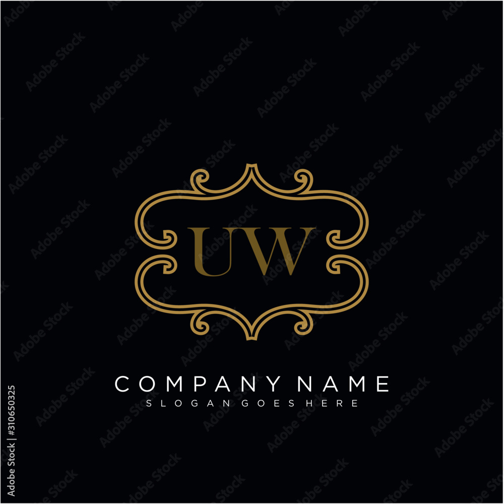 Initial letter UW logo luxury vector mark, gold color elegant classical Initial letter UW logo luxury vector mark, gold color elegant classical