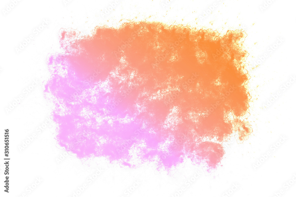 Abstract pink and orange watercolor on white background