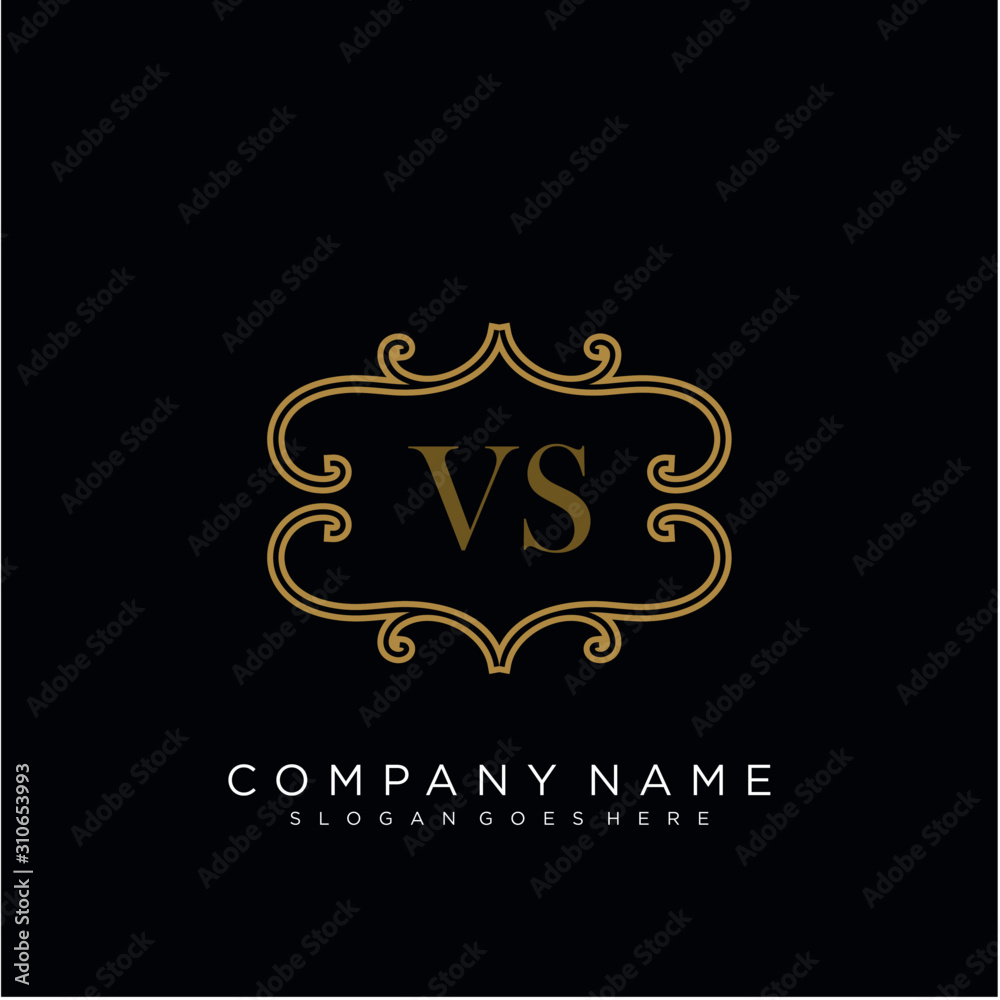 Initial letter VS logo luxury vector mark, gold color elegant classical Initial letter VS logo luxury vector mark, gold color elegant classical