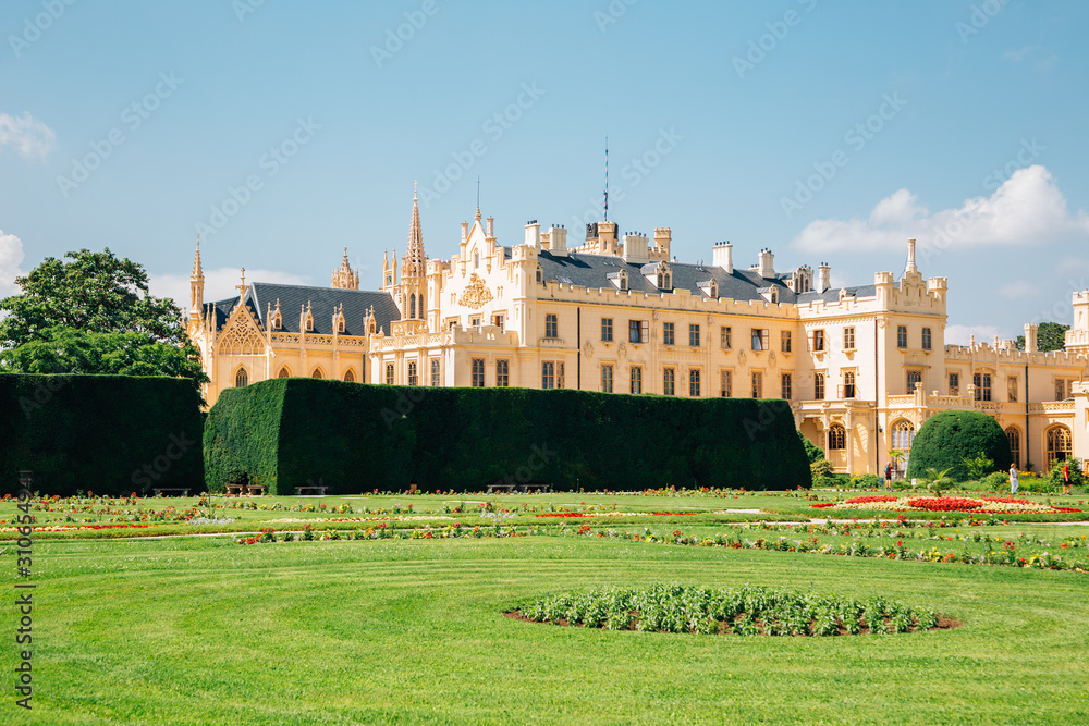 Castle Lednice and garden in Lednice, Czech Republic Castle Lednice and garden in Lednice, Czech Republic