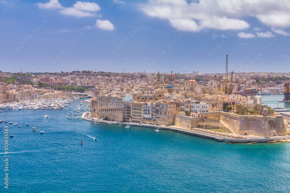 Fototapeta premium View of The Grand Harbour. The Port of Valletta, the capital of Malta, Europe.