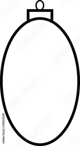 Christmas toy Oval vector empty black and white. Mockup. Christmas tree decoration