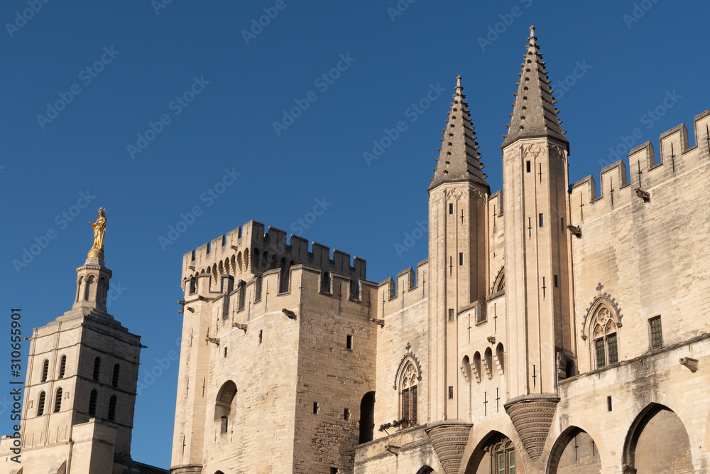 Medieval Ancient Popes Palace Saint-Benezet in Avignon city Provence France Medieval Ancient Popes Palace Saint-Benezet in Avignon city Provence France