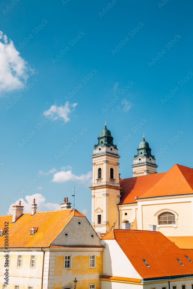 Church of the Assumption of the Virgin Mary and old town in Valtice, Czech Republic