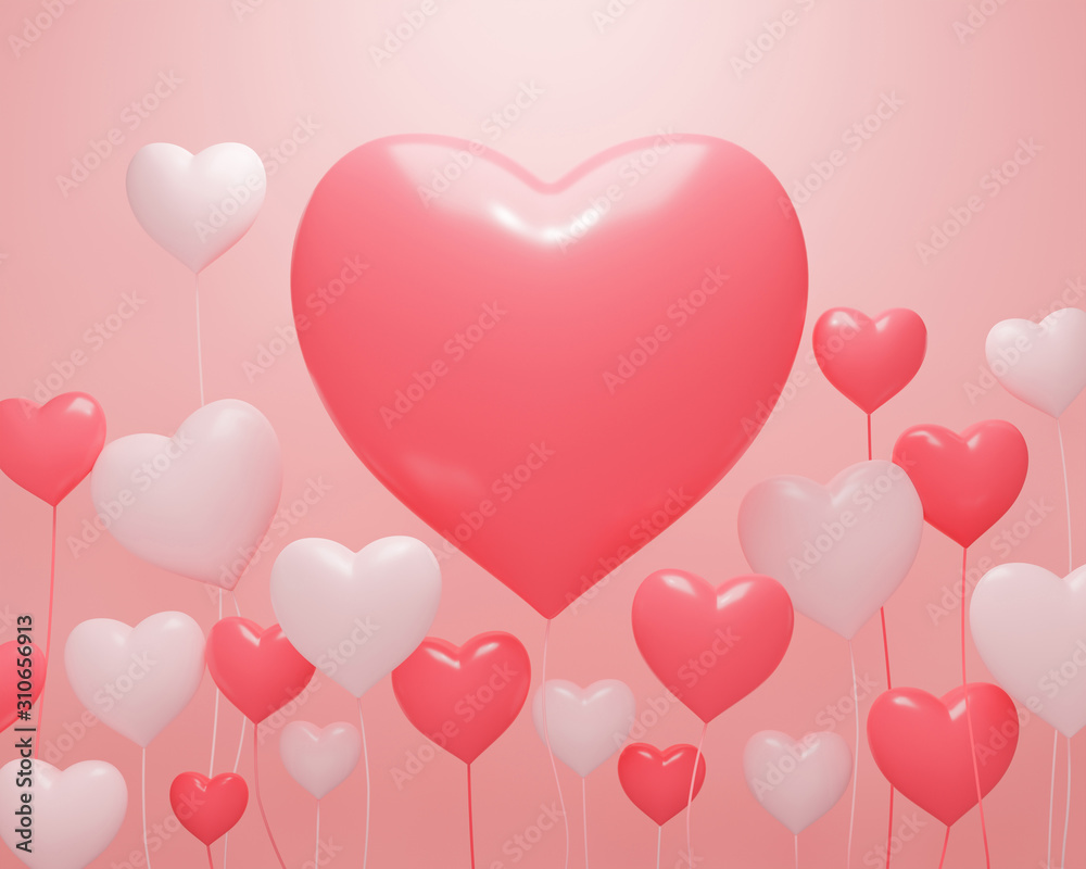 Valentine's day background with 3d illustration