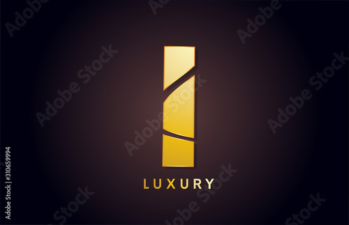 golden I luxury alphabet letter logo design icon for business