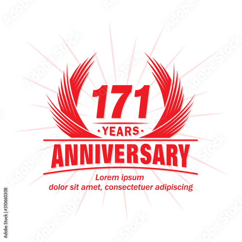 171 years logo design template. 171st anniversary vector and illustration.
