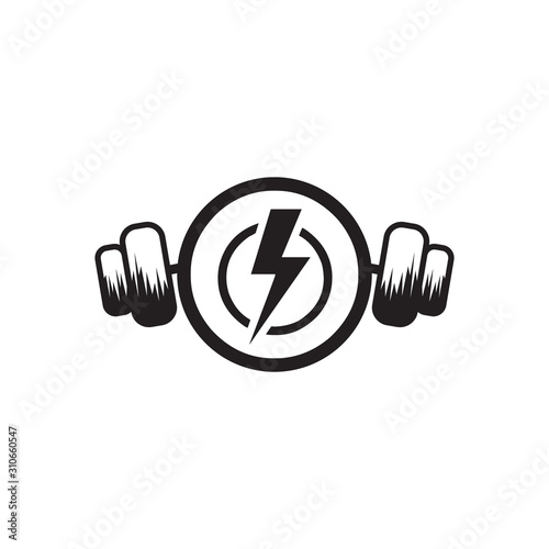 Fitness and gym logo design with using barbel icon vector template