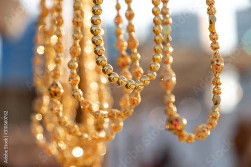 Golden jewelry at traditional Emirati market