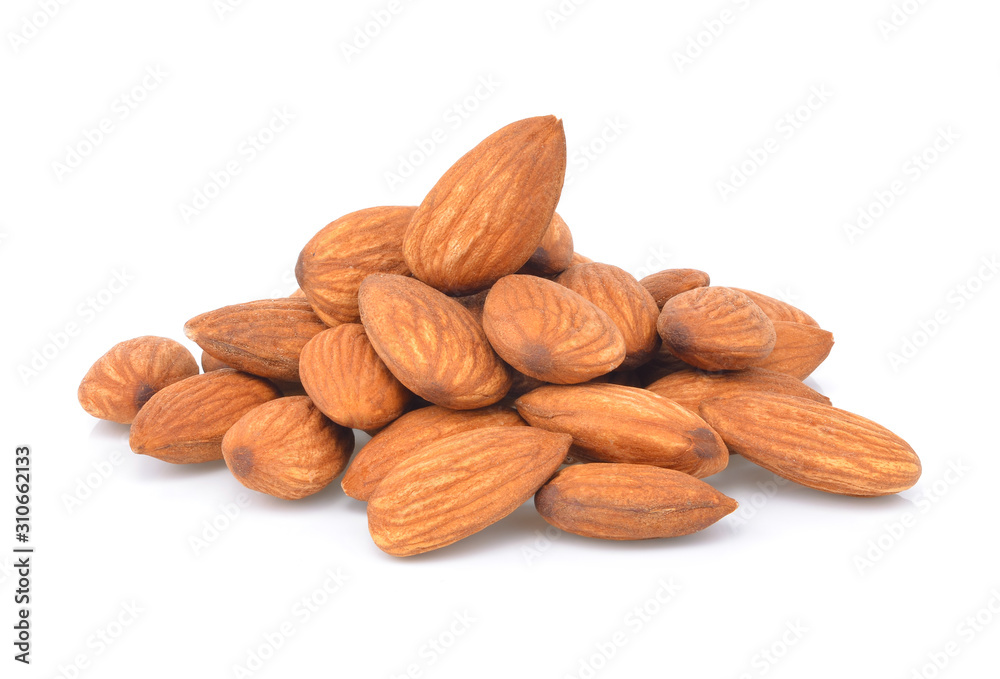 Almonds isolated on white background. Almonds isolated on white background.