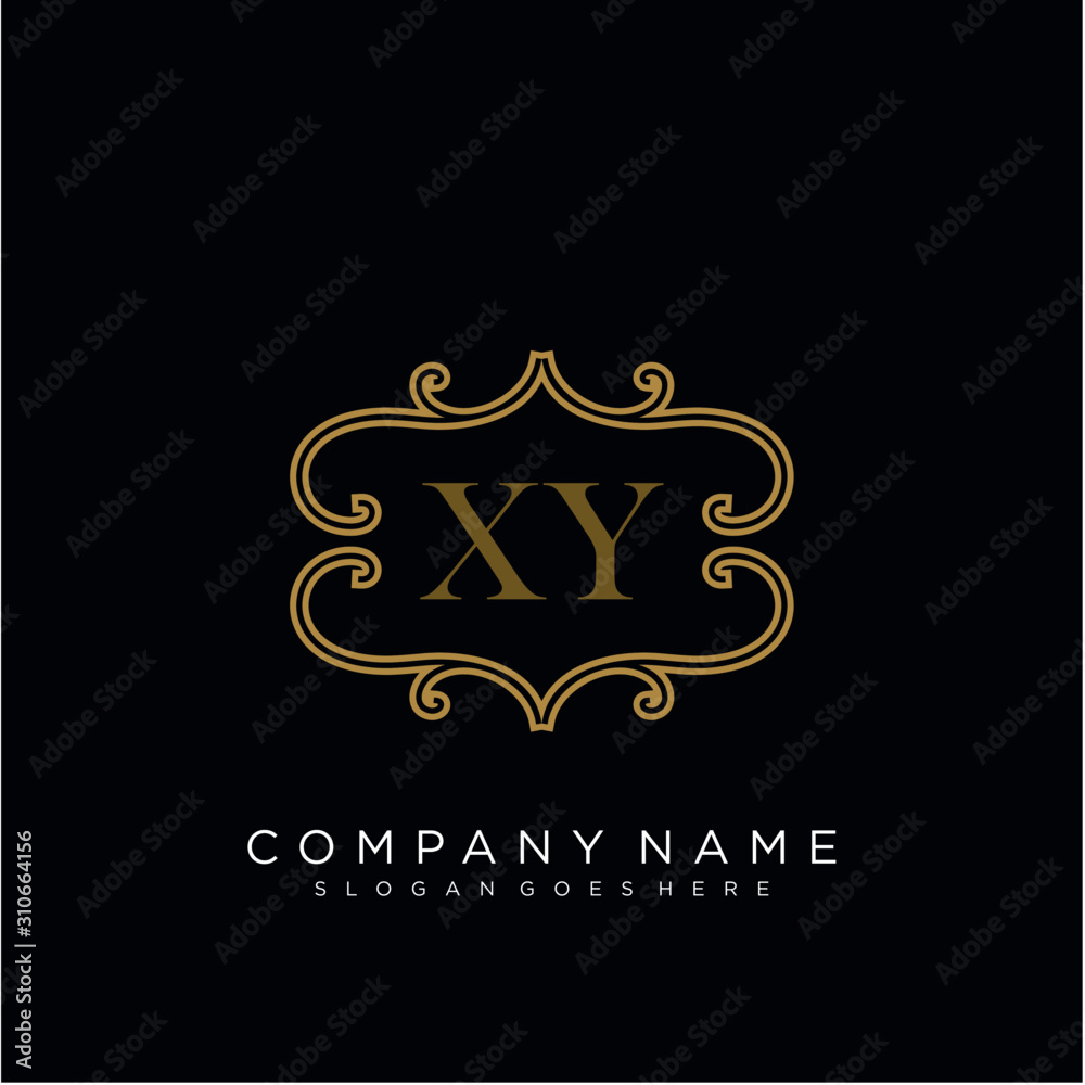 Initial letter XY logo luxury vector mark, gold color elegant classical 