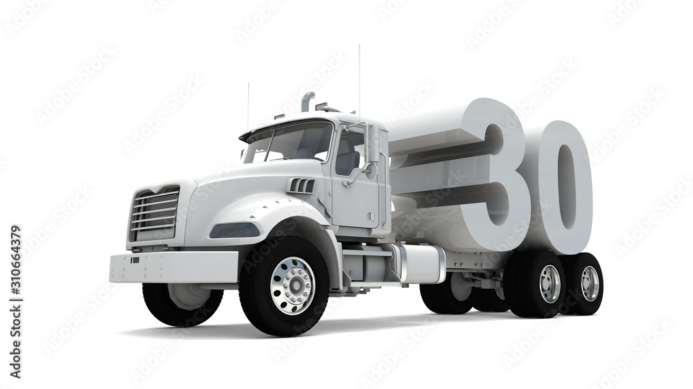 3D illustration of truck with number 30