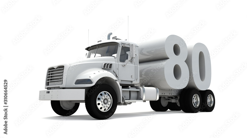 3D illustration of truck with number 80