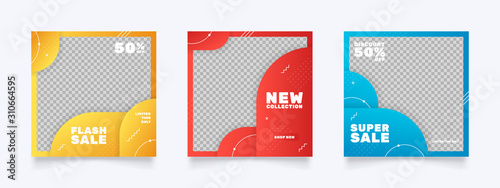 media social post template for instagram and facebook. fresh blue red yellow color story frame for sale marketing promo.
