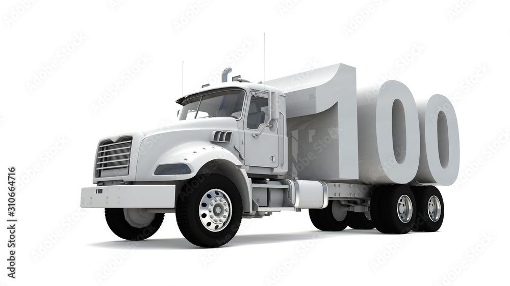 3D illustration of truck with number 100