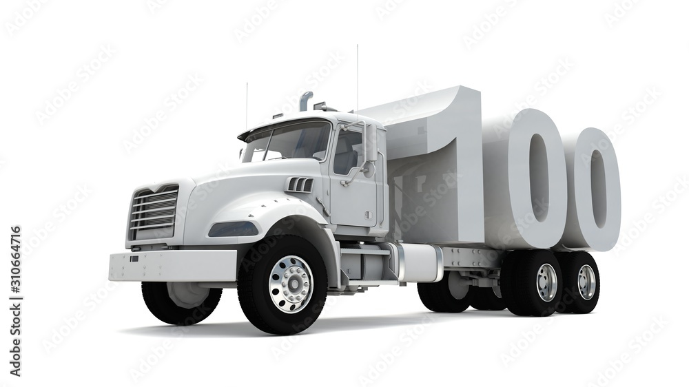 3D illustration of truck with number 100 3D illustration of truck with number 100