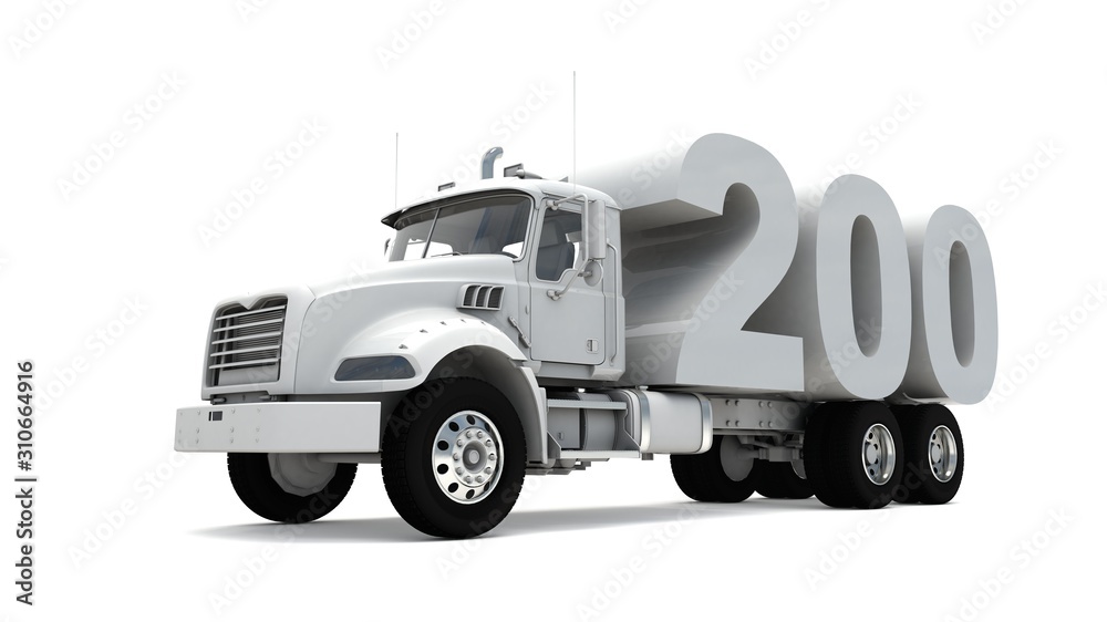 3D illustration of truck with number 200