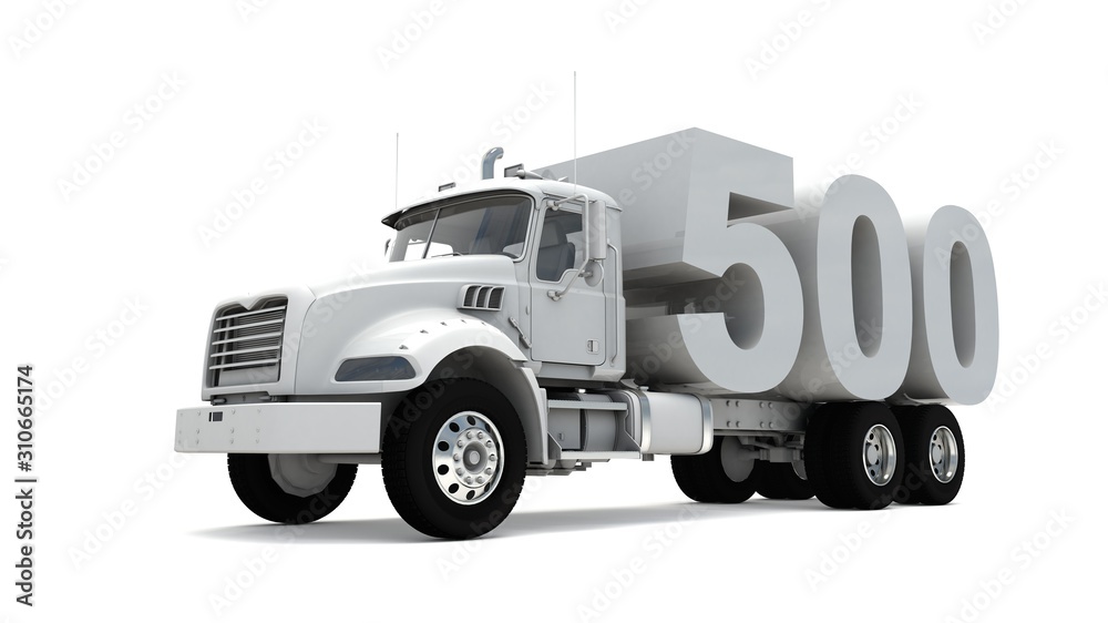 3D illustration of truck with number 500