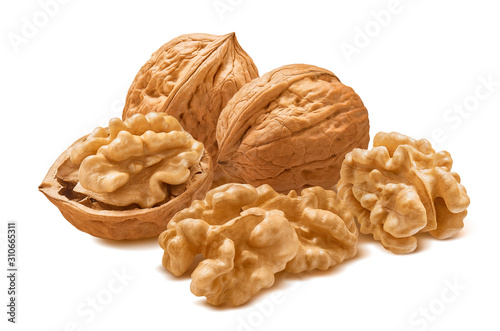 Group of walnut nust isolated on white background